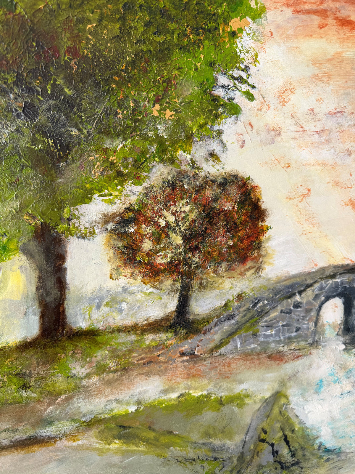 "Stenbro over strøm" Str. 100 x 70 cm
