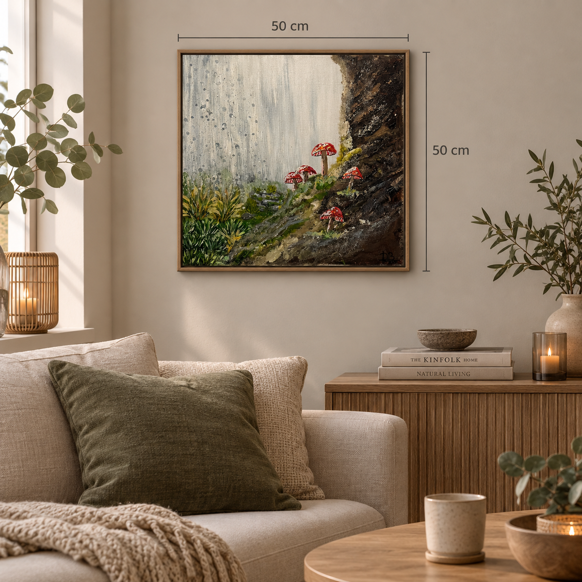 "Ved vandfaldets fod" Str. 50 x 50 cm