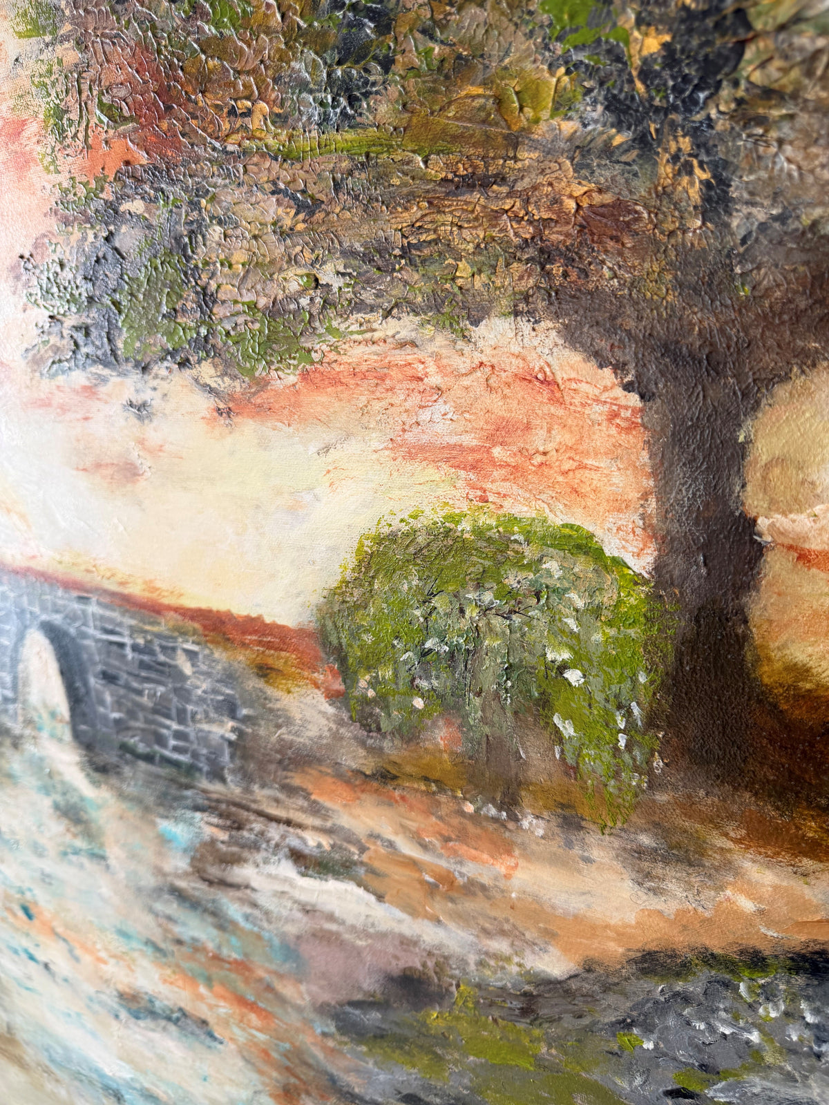 "Stenbro over strøm" Str. 100 x 70 cm