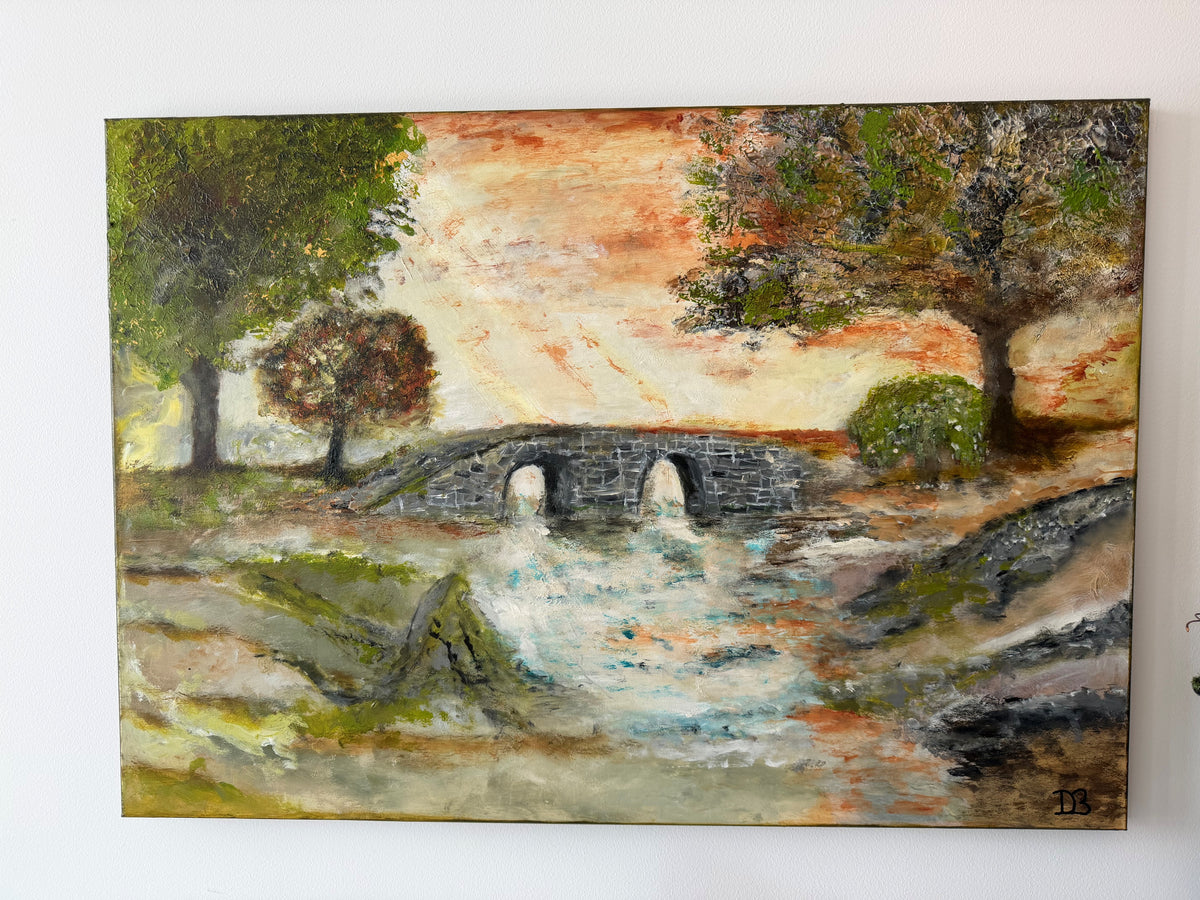 "Stenbro over strøm" Str. 100 x 70 cm