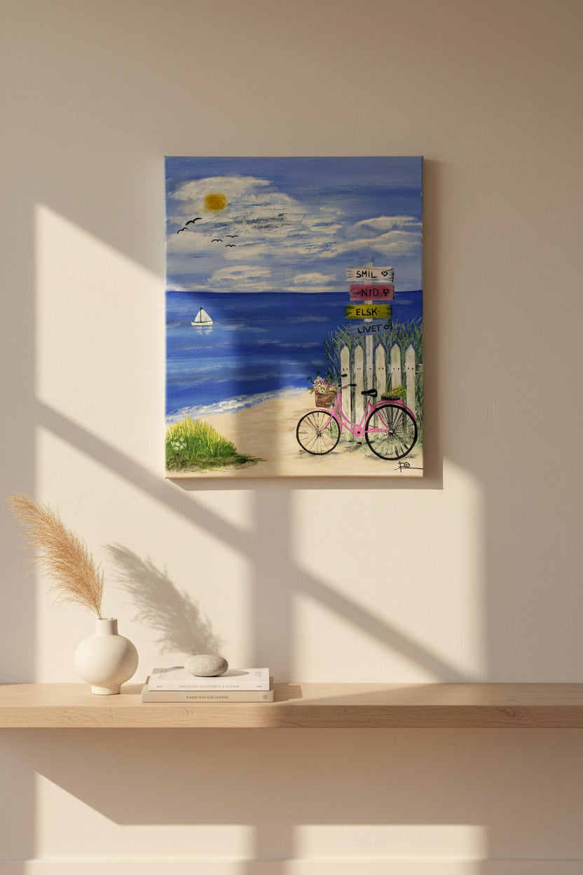 "Smil - nyd - elsk - livet" Str. 50 x 60 cm